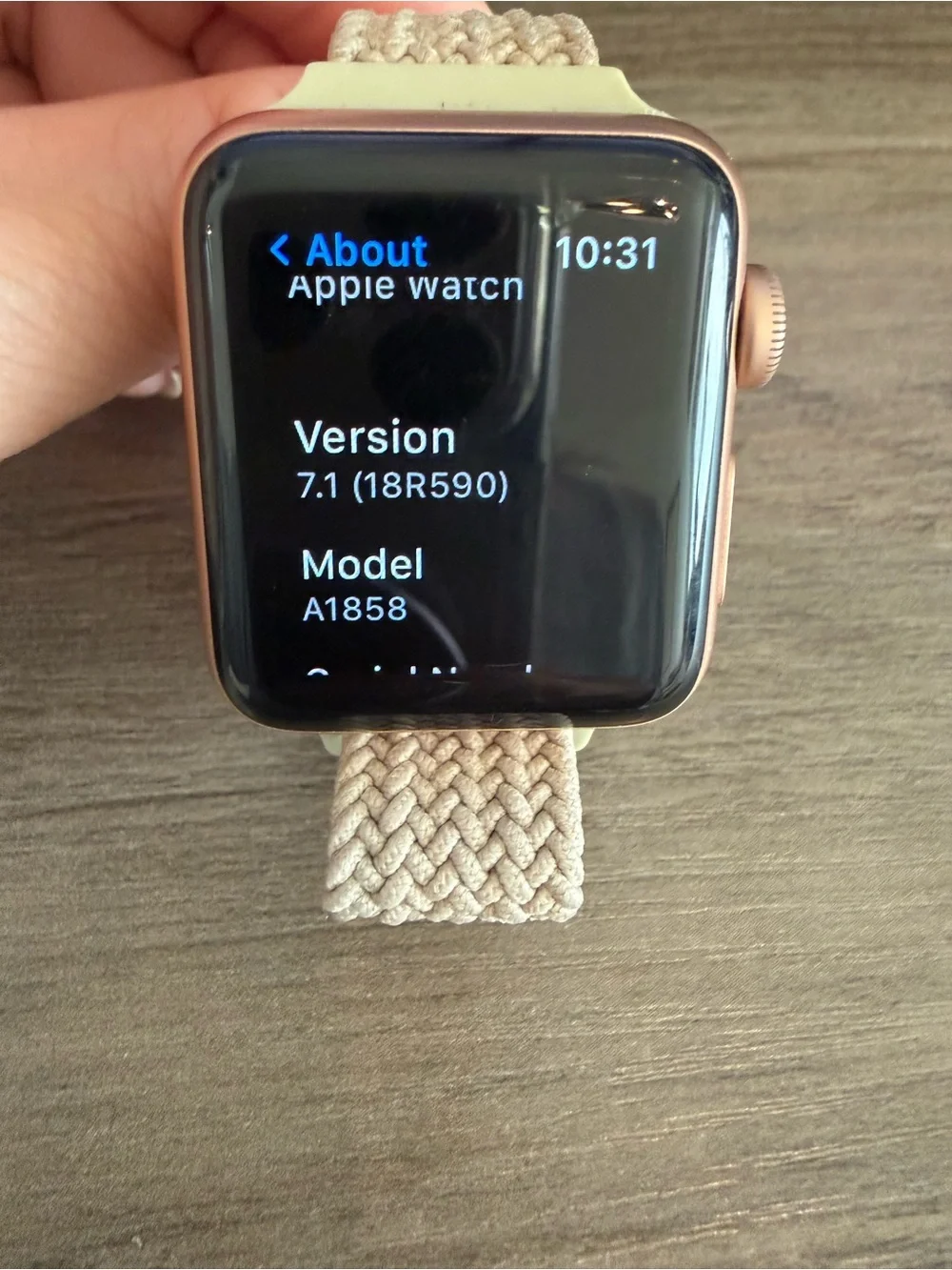 Apple Watch Rose Gold with Cream Braided Loop